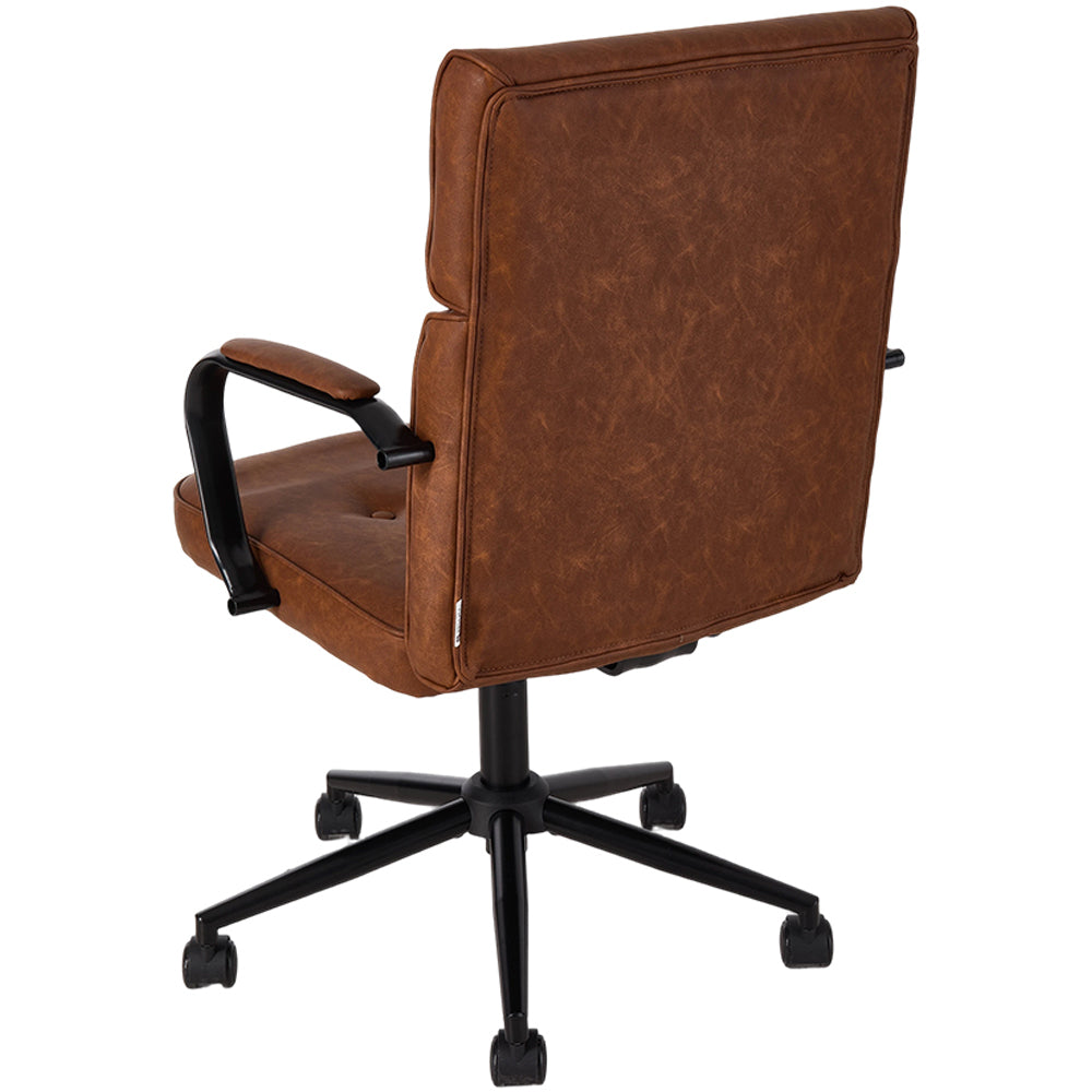 Brown PU Leather Swivel and Adjustable Retro Office Chair