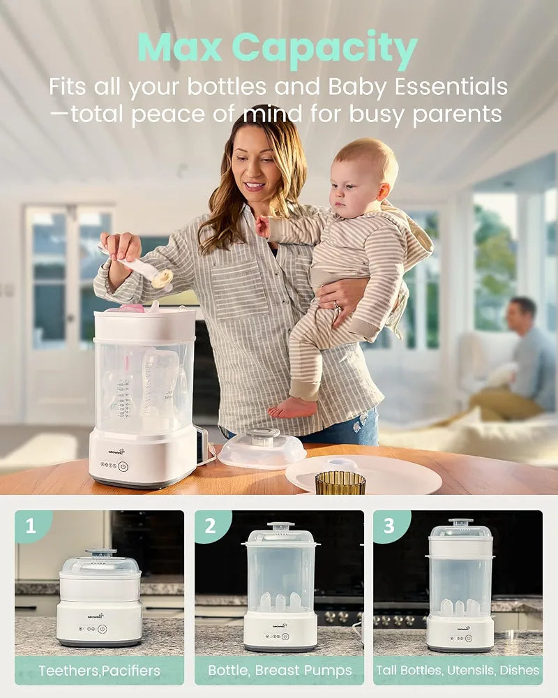 Grownsy Electric Baby Bottle Steriliser and Dryer, 8-Min Sterilisation