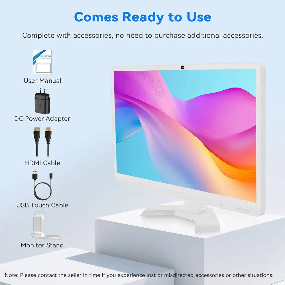 22 inch Touch Screen Monitor with Webcam FHD 1920x1080P Computer Monitor FreeSync HDR HDMI Ports Eye Care Frameless