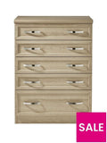 Camberley Graduated Chest of 5 Drawers in Oak Effect