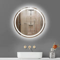 Bathroom LED Mirror Round 60cm Lighted Illuminated Backlit Light Up Mirror with Touch Switch Color Change Anti-Fog Wall Mounted