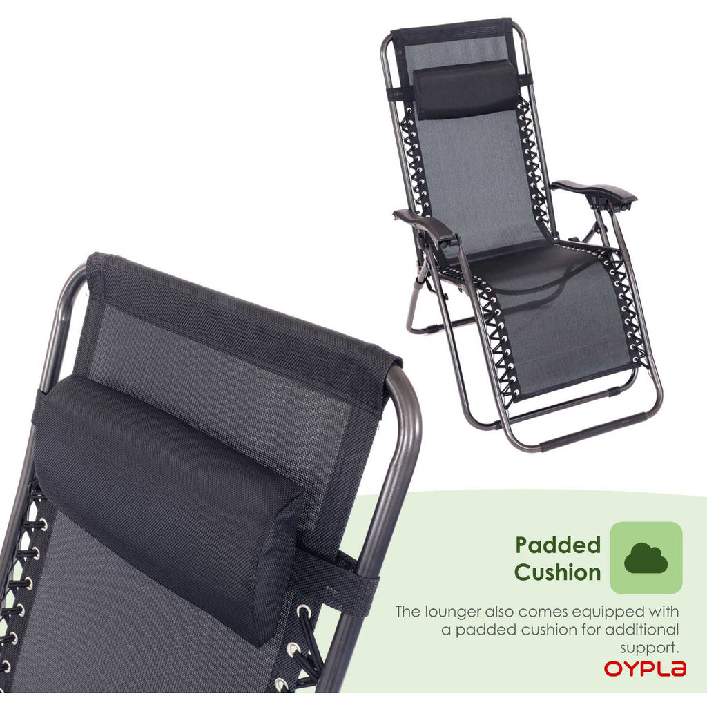 Folding Reclining Garden Deck Chair Sun Lounger Zero Gravity