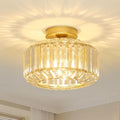 Rayofly Modern Crystal Chandeliers, Gold Ceiling Light Fitting with Glass Lampshade, Semi Flush Lights for Living Room, Bedroom, Kitchen, Hallway, Bathroom