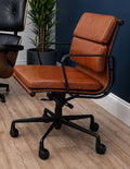 Brown office chair faux leather