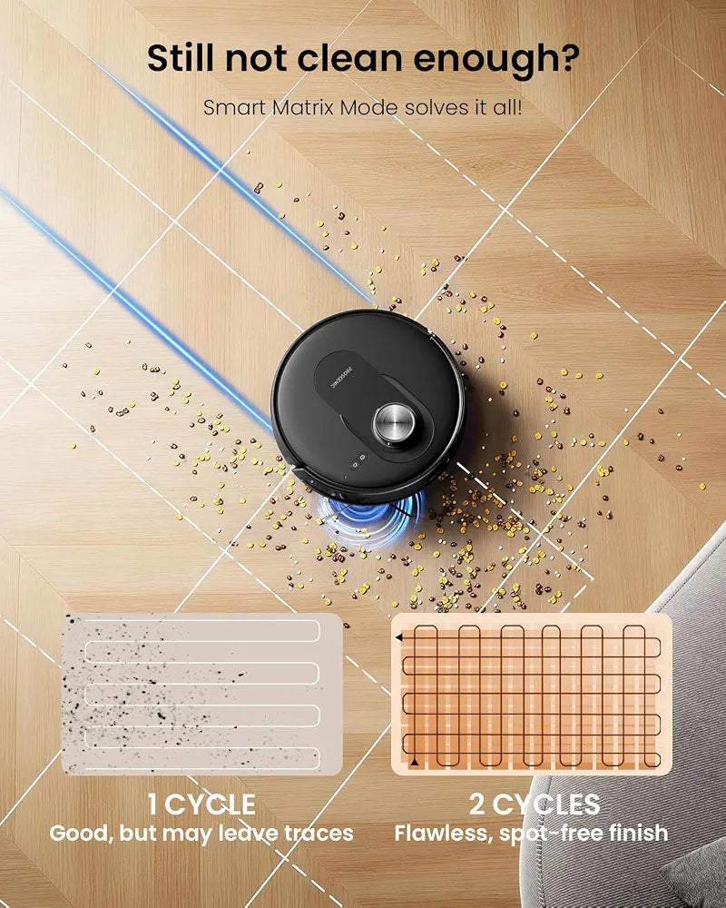Proscenic Q8MAX+ Robot Vacuum Cleaner with Mop, 8000Pa Strong Suction, Lidar Navigation Robotic Vacuum with Smart Obstacle Avoidance, 200mins Runtime, APP/Remote/Voice Control, for Hard Floors Carpets
