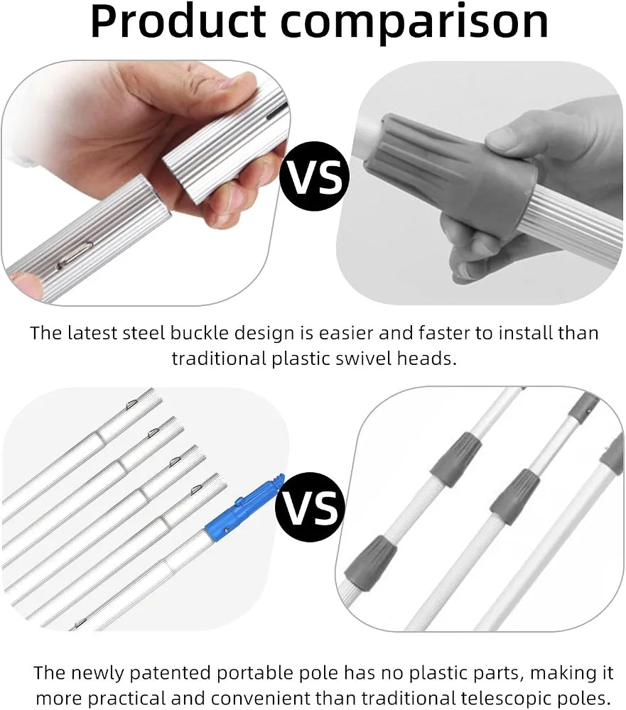 Photovoltaic Panel Cleaning Tool, 5~10M Adjustable Window Cleaning Pole, Water Fed Telescopic Brush, Solar Panel Spray Washer, Cleaning Broom with 35/55cm 180° Rotatable Brush Head 