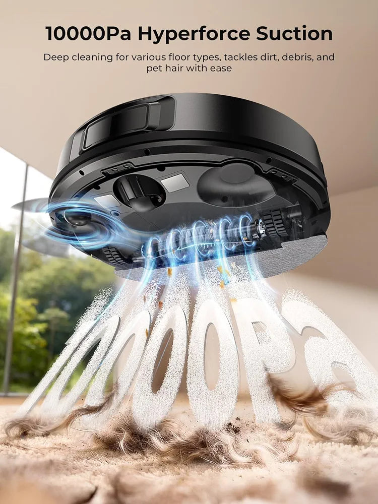 Robot Vacuum Cleaner with Mop, Bagless Robot Vacuum Cleaners UK with Self-Emptying, 10000Pa LiDAR Navigation Robotic Vacuum, Smart Mapping, Schedule, App/Alexa Control for Carpet/Pet Hair, Q20 Ultra