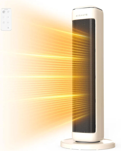 AIRMATE 25 Inch Electric Heater for Home Low Energy, 2000W Tower Space Heater, 80° Oscillating Portable Heaters, 5 Modes 24H Timer Overheat Tip Over Protection Ceramic Room Heater for Office Bedroom