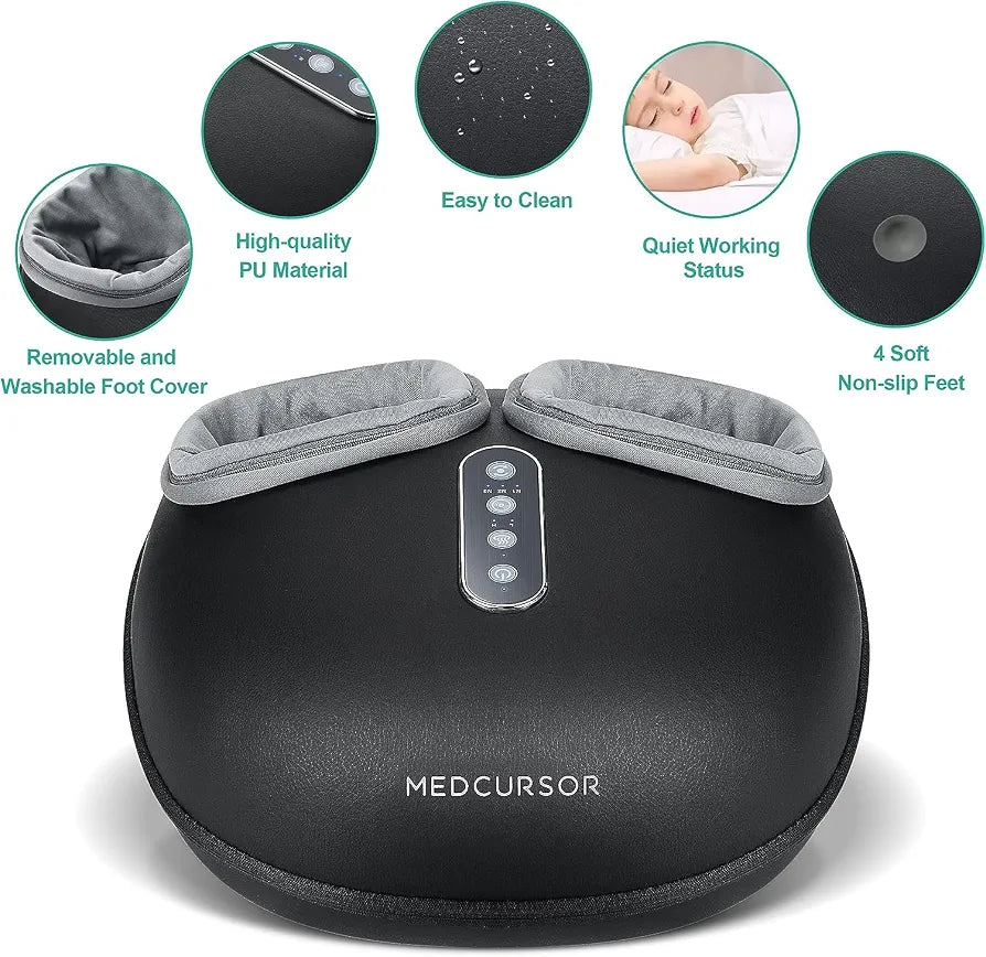 Medcursor Foot Massager Machine with Heat Function, Deep Kneading Massager, Multi-Level Settings & Adjustable Intensity for Home or Office Use 