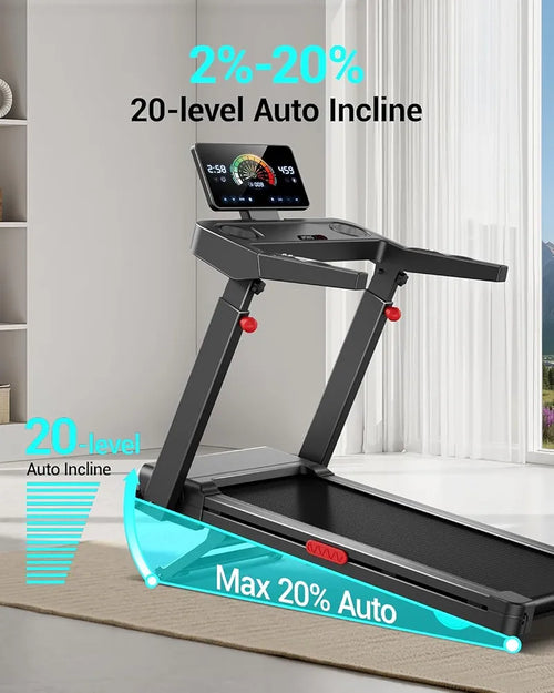 Foldable Walking Pad with 20% Incline, 3.5HP Motor Treadmill For Home