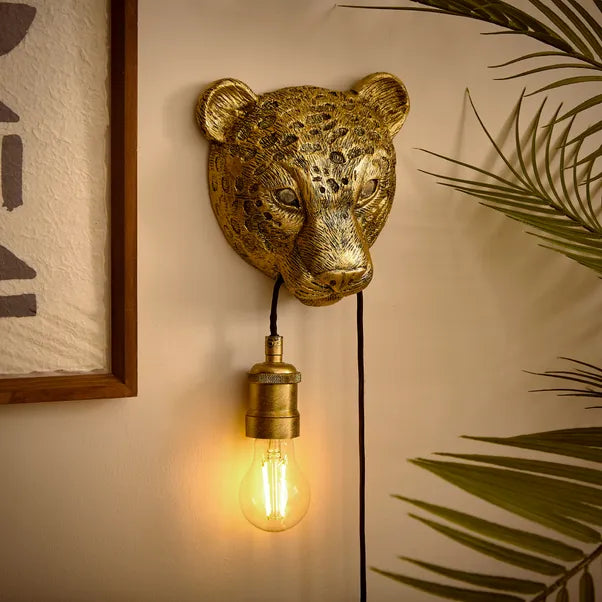 Kindra Leopard Exposed Bulb Plug In Wall Light