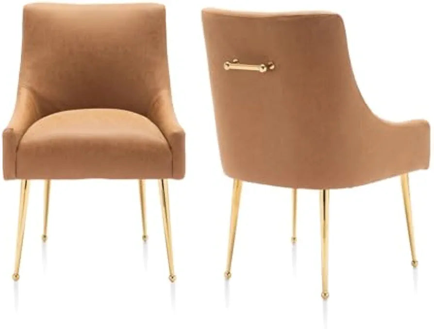 Dining Room Chair Set of 2, Mid-Century Faux Leather Accent Chairs with Metal Legs, Upholstered PU Leather, Luxury for Living Room and Restaurant