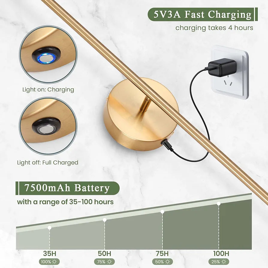 Wall Sconces,Battery Operated Wall Sconces Set of 2 7500mAh Endurance 100 Hours,3000K-6000K Dimmable LED Wireless Wall Light for Bathroom, Mirror, Living Room, Bedroom, Hallway