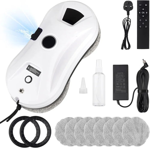 Robot Window Cleaner with Automatic Spraying System, 5600Pa Suction Power Window Cleaning Robot, Remote Control, 4M Safety Rope, Electric Glass Cleaner for Windows, Doors and Tiles