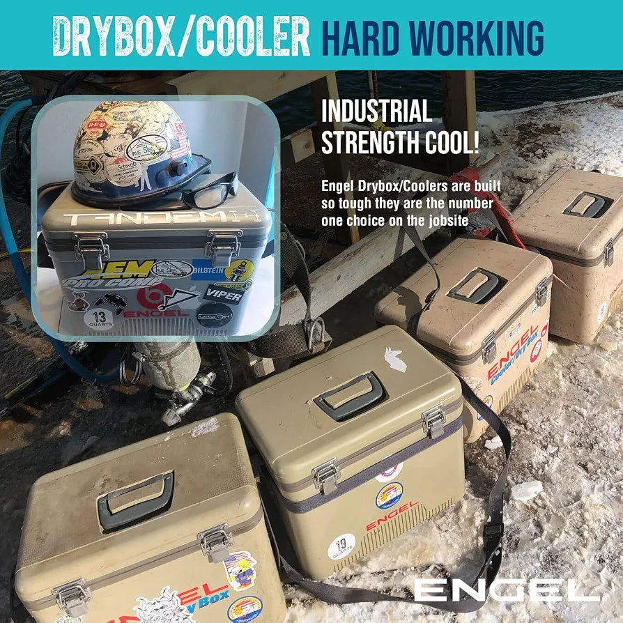 ENGEL Cooler Box 12.3 L - Leak-Proof, Drybox Cooler for Camping, Fishing, Hiking,Picnic - Mini Ice Boxes for 15 Cans, 38 x 25.4 x 28.5 CM - Small Cool Box for Drinks and Food