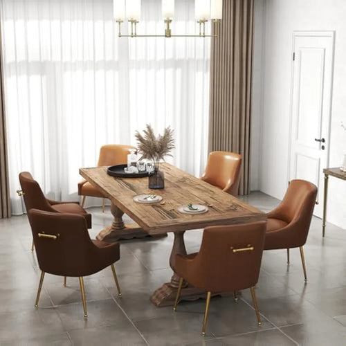 Dining Room Chair Set of 2, Mid-Century Faux Leather Accent Chairs with Metal Legs, Upholstered PU Leather, Luxury for Living Room and Restaurant