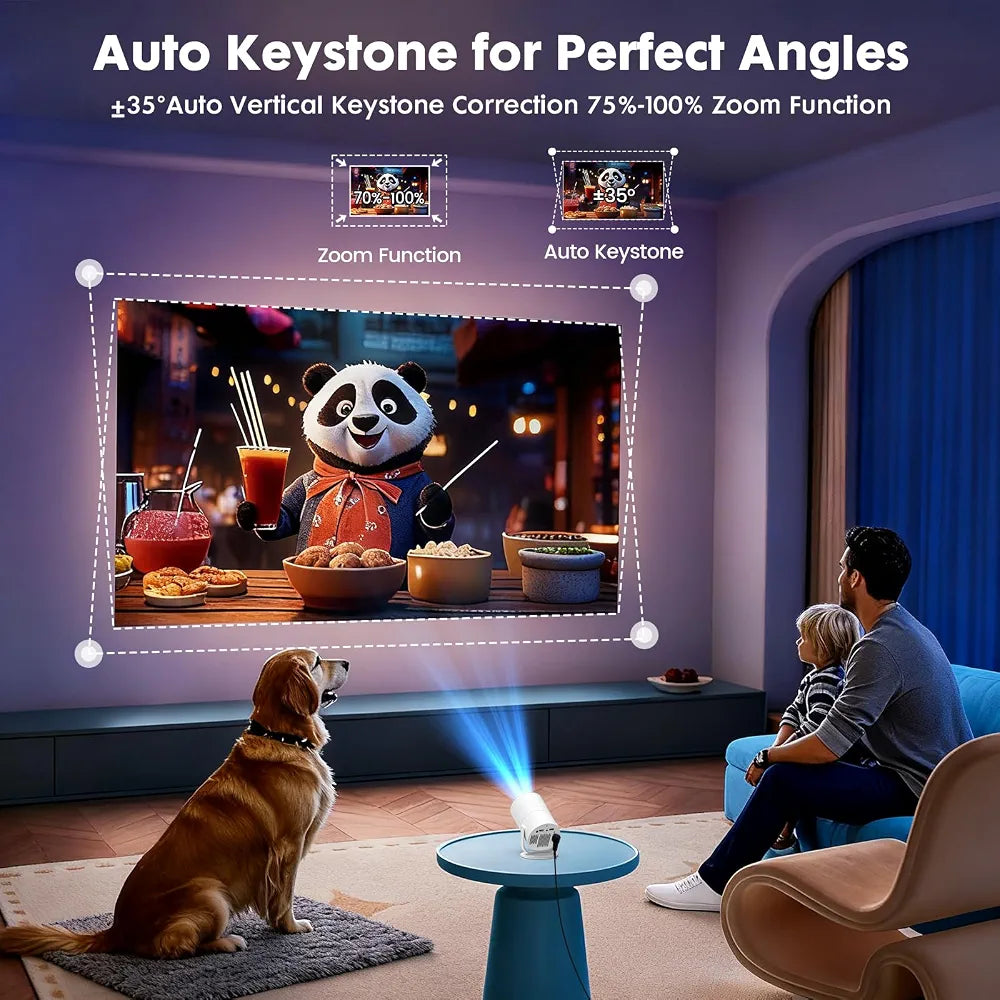 Tecaki Android 14 Mini Projector with WiFi 6 & Bluetooth 5.2