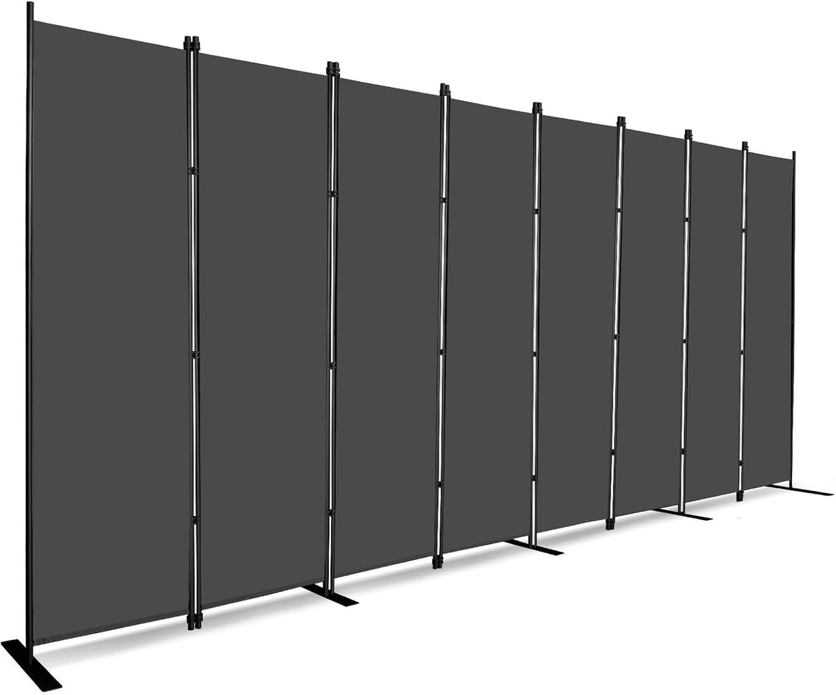 8-Panel Indoor Room Divider Folding Privacy Screen 402Wx183Hcm Grey