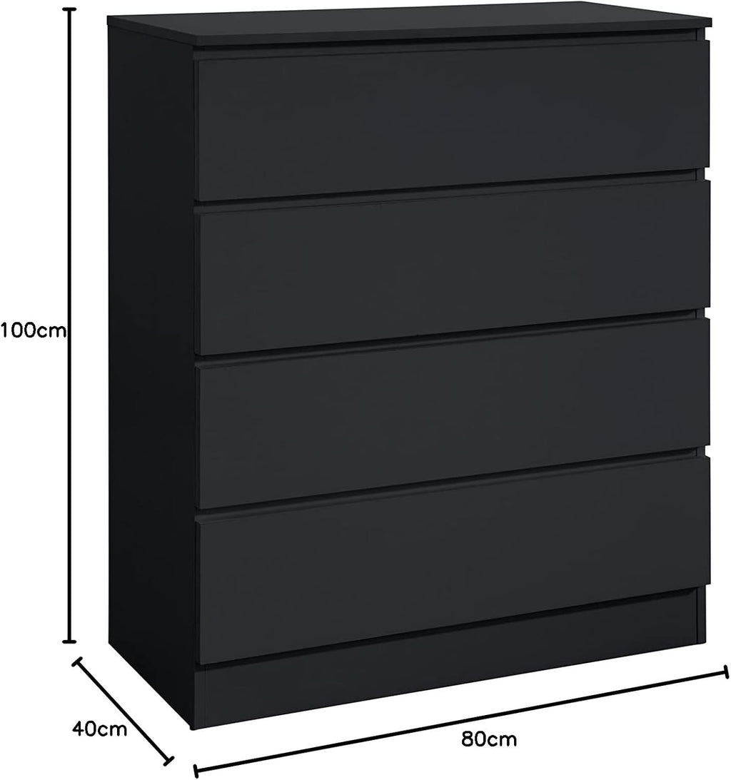 Oslo 4 Drawer Black Chest of Drawers