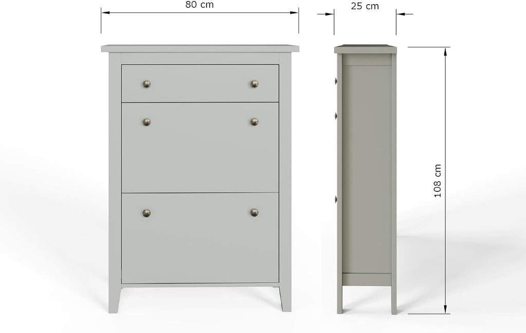 GFW Deluxe Two Tier Shoe Cabinet, Slim Storage Unit for up to 12 Pairs of Shoes, Stylish Hallway Organiser, Modern Design for Entryway, Living Room or Hallway Grey