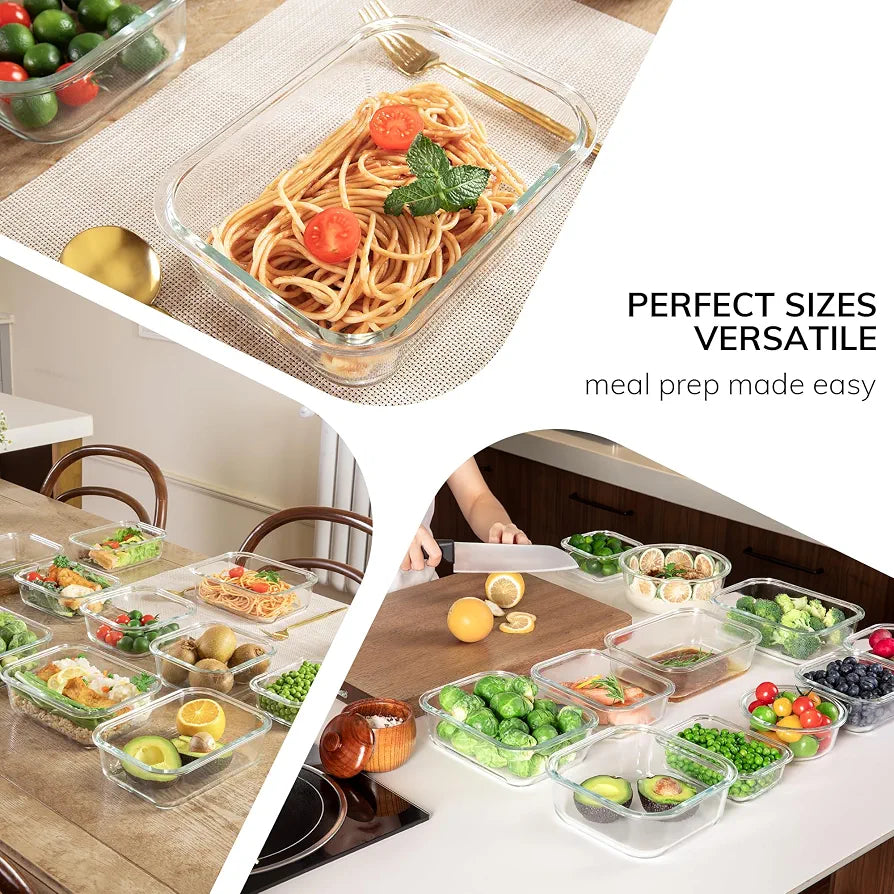 35.2oz Glass Meal Prep Containers with Snap Lock Lids  - Freezer to Oven Safe –20°C to 510°C, BPA-Free, Stackable, Vent Valve for Easy Open, Borosilicate Glass Baking Dish（Pink）