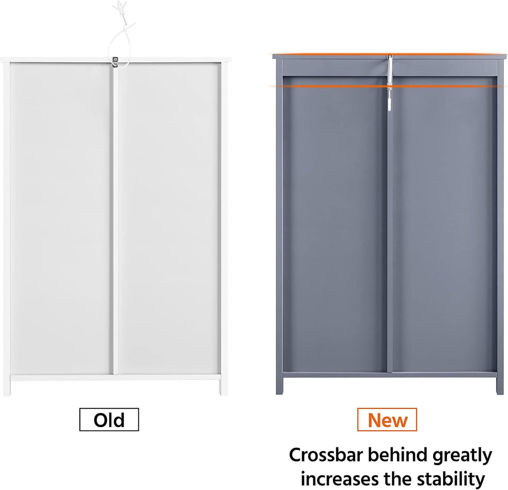 Bathroom Floor Cabinet, 4 Drawers & Door, Adjustable Shelf Gray