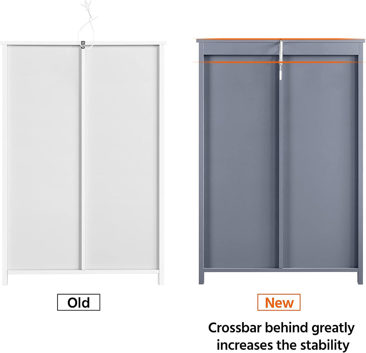 Bathroom Floor Cabinet, 4 Drawers & Door, Adjustable Shelf Gray