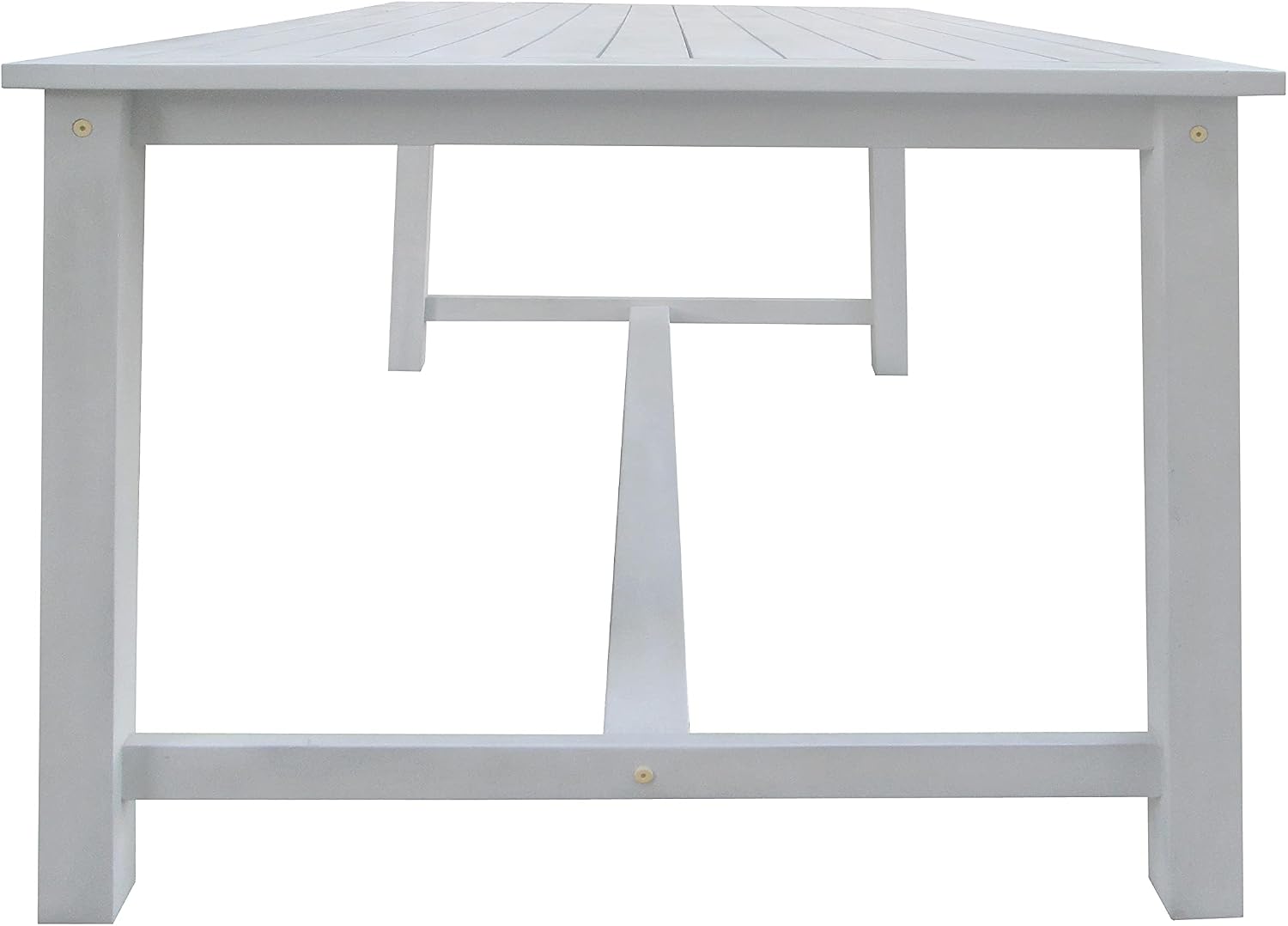 Acacia Wooden Bench Dining Set, White, Large