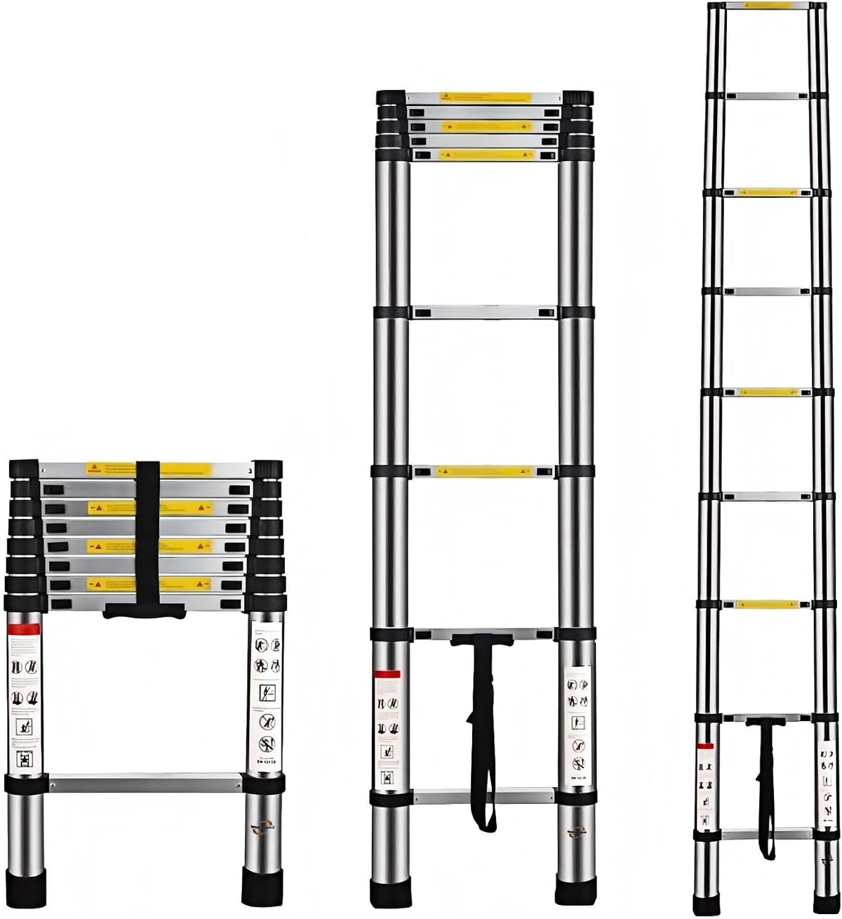 Telescopic Ladders - 8.5Ft 2.6M Telescoping Extendable Aluminium Folding Extension Extendable Portable 9 Steps 150kg Capacity Loft Collapsible