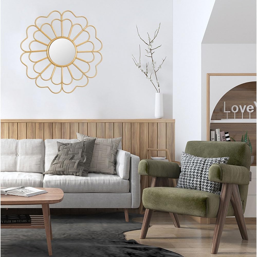 Decorative Wall Mirror Hanging Home Wall Decoration Ornament for Home Room Hallway Office Garden Decor (D)