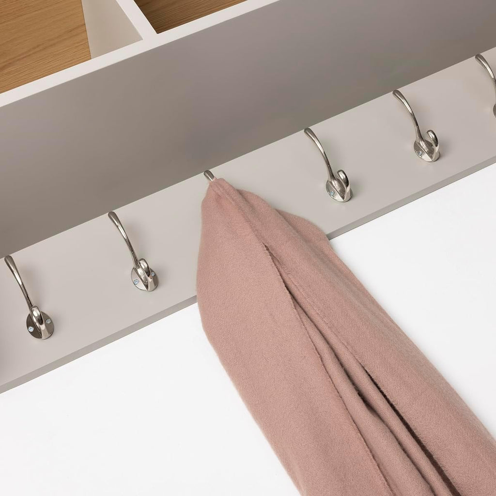 Floating Storage Shelf With Metal Hooks and Three Storage Cubbies 15.5 kg Grey