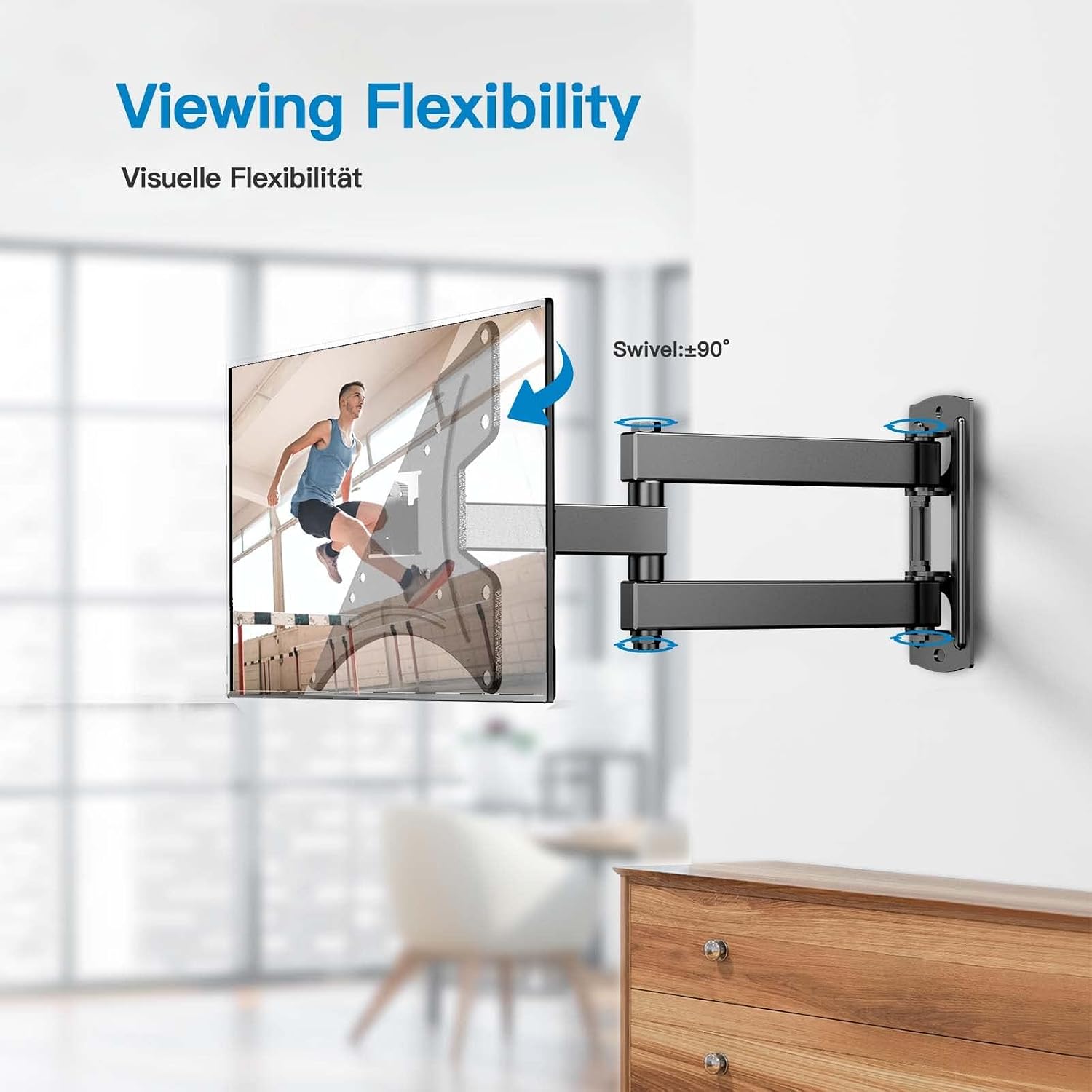 PERLESMITH TV Wall Bracket 13–42" 20kg Weight Capacity Max VESA 200x200mm, Solid and Sturdy TV Mount with Swivel Tilt Level Tool and Cable Ties  PSSFK1