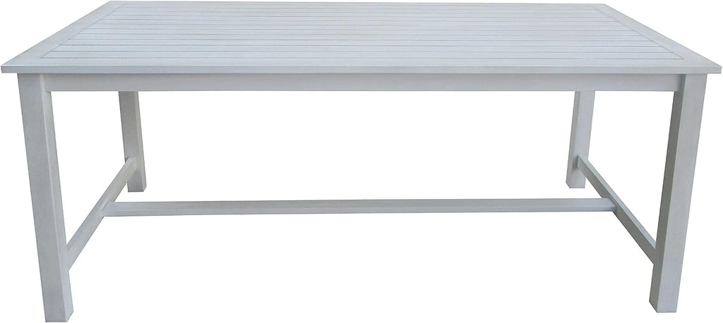 Acacia Wooden Bench Dining Set, White, Large
