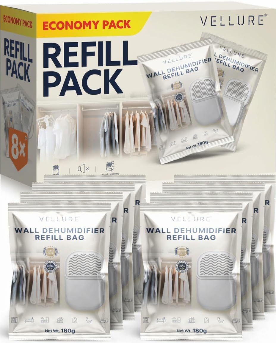 Vellure® 8x Refill Sachets/Refill Bags for Dehumidifiers for Home Wall-Mounted wardrobe dehumidifier