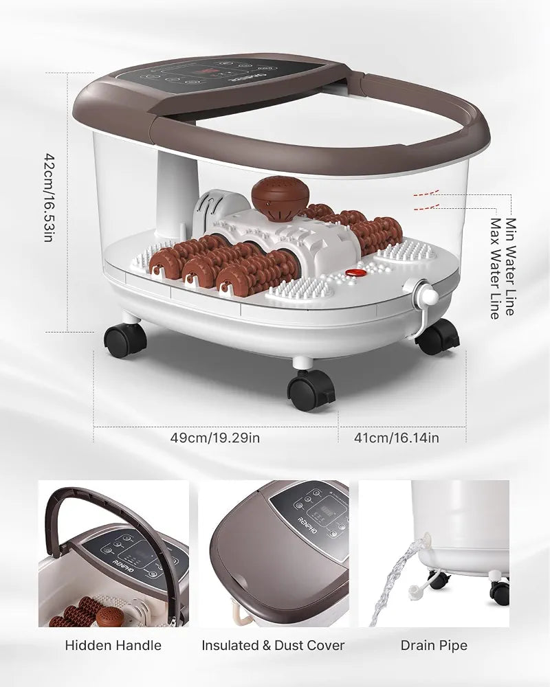 RENPHO Foot Spa and Massager with Heater, Foot Massager, Foot Bath, Brown