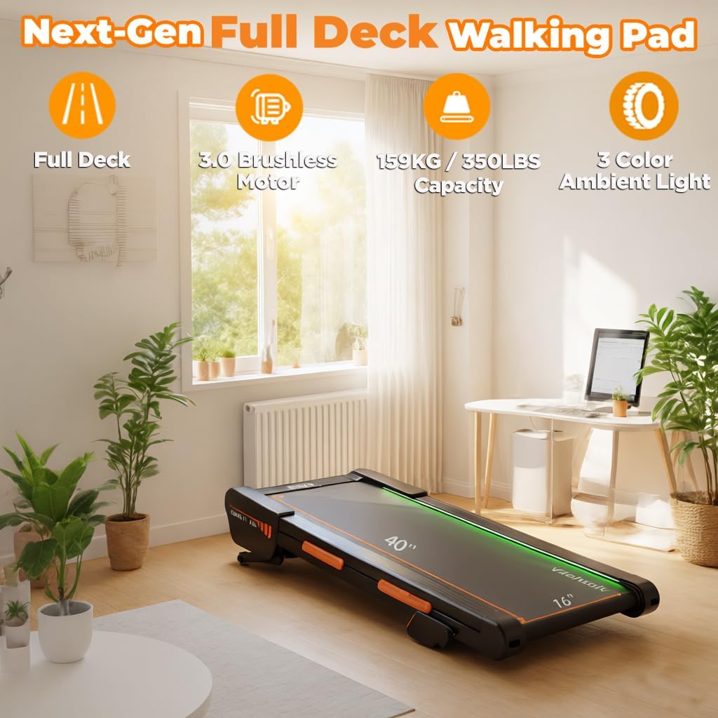 Walking Pad treadmill with Wide Belt and Auto Incline