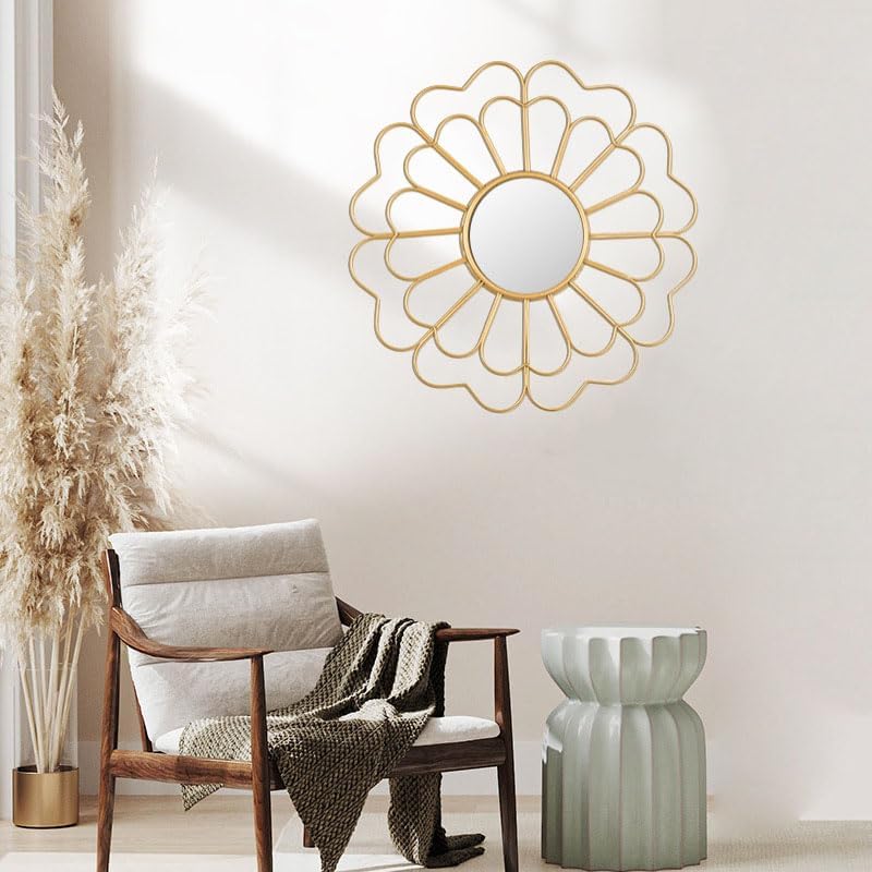 Decorative Wall Mirror Hanging Home Wall Decoration Ornament for Home Room Hallway Office Garden Decor (D)