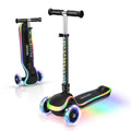 2 in 1 Scooter for Kids, 3 Wheel Toddler Scooter with Flip-able Seat, Easy Folding, Flashing Lights, Adjustable Height, Lean to Steer, Kick Scooter for Boys & Girls Ages 2-10 Black