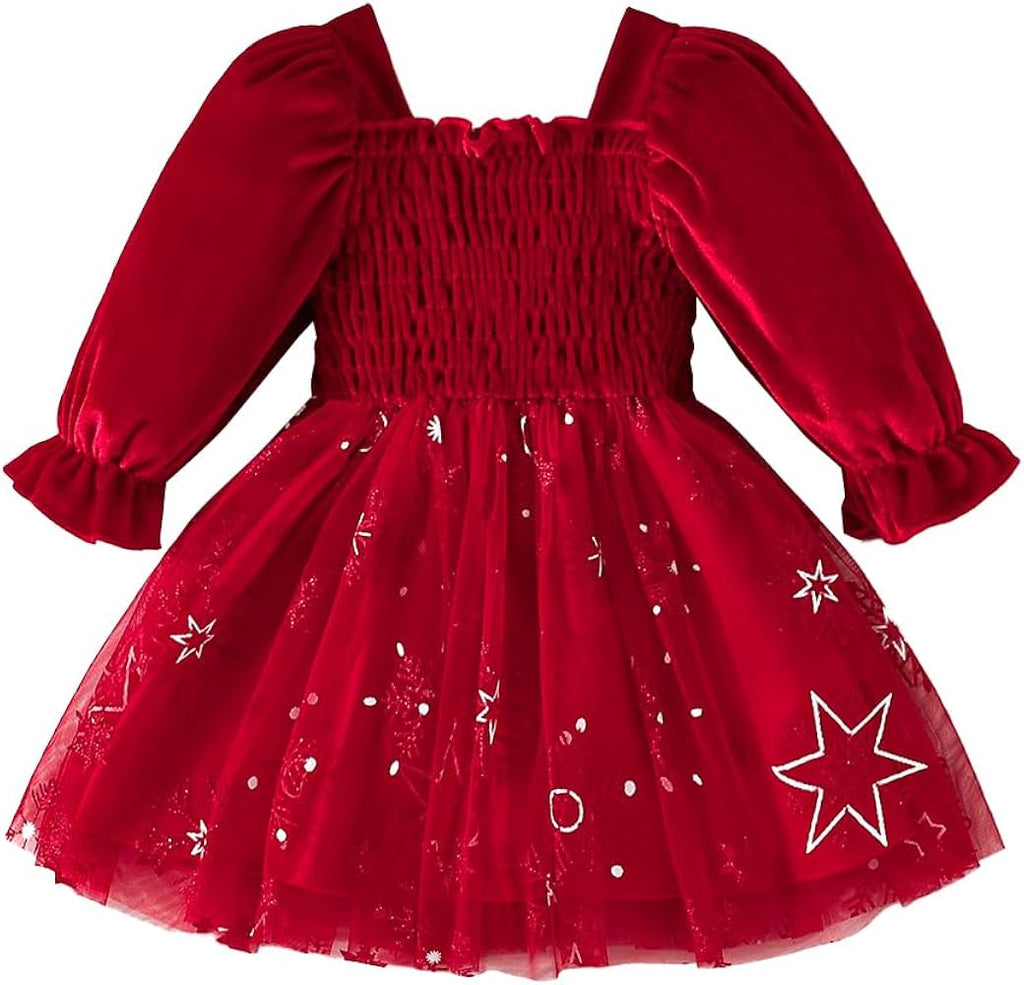 Winmany Neonate Natale Gonna di Pizzo Bambino Manica Lunga Velluto Tutu Vestito di Natale Principessa Abiti da Sposa