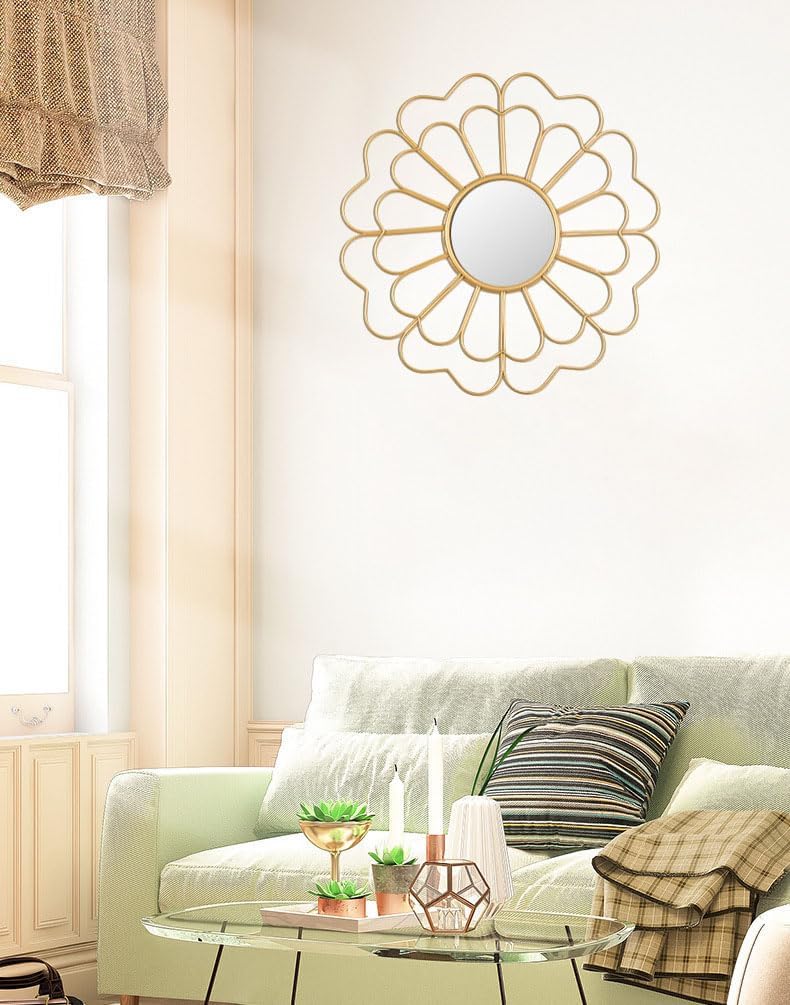 Decorative Wall Mirror Hanging Home Wall Decoration Ornament for Home Room Hallway Office Garden Decor (D)