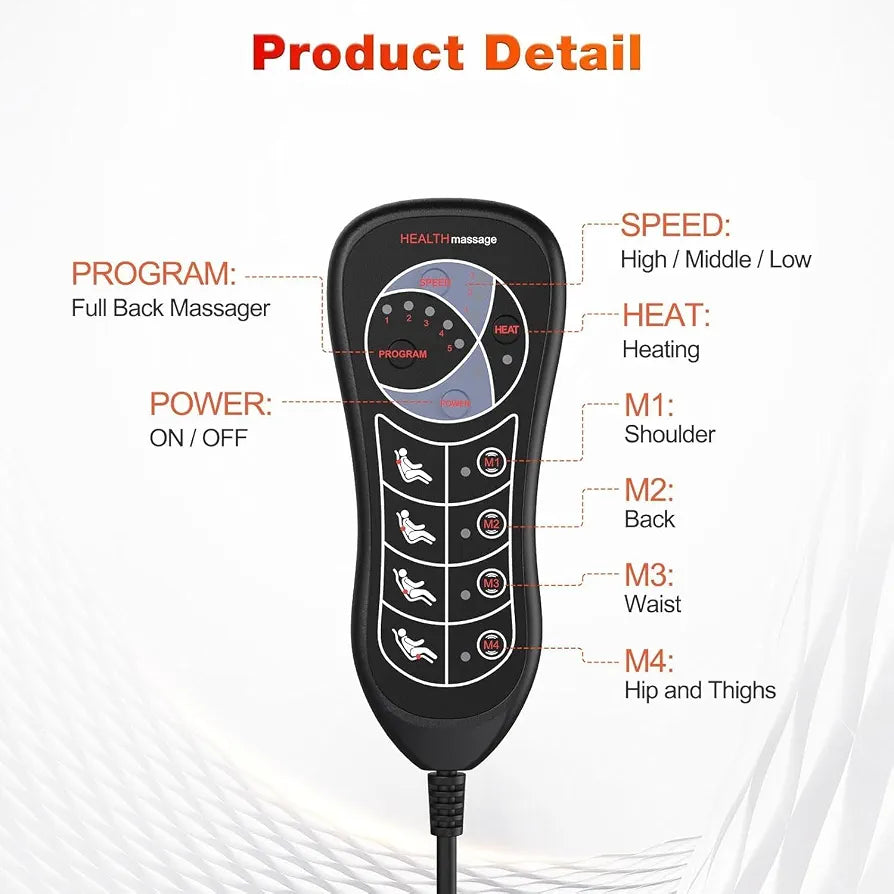 Vibration Back Massager for Chair with Heat, Chair Massager Pad with 8 Vibration, Seat Cushion for Seniors, Office Workers & Family, Fatigue & Pain Relief in Office & Home Use, Gift for Mom/Dad
