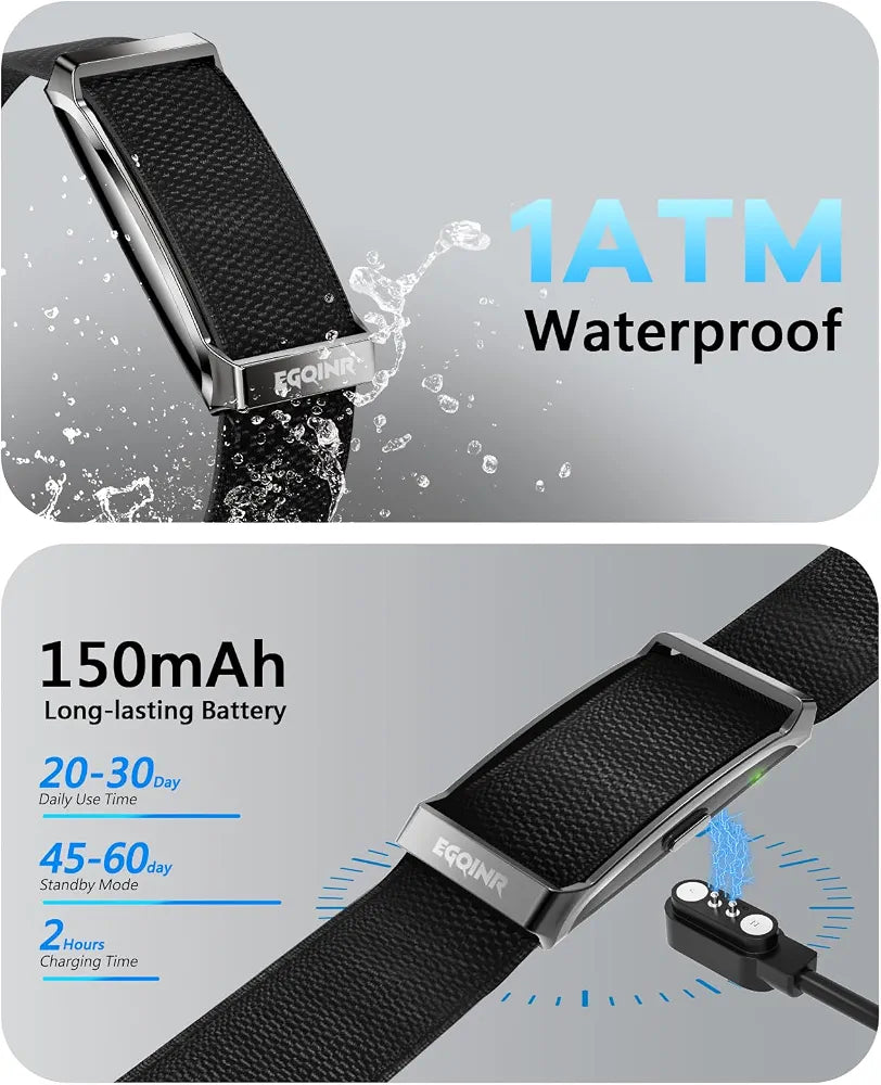 EGQINR Upgrade Smart Bracelet for Men Women, Fitness Trackers, 24/7 Continuous Heart Rate/Blood Pressure/HRV/Stress Monitor, 24H Sleep Tracker, 170+ Sports Modes Smart Wristband with Free APP 2 Bands