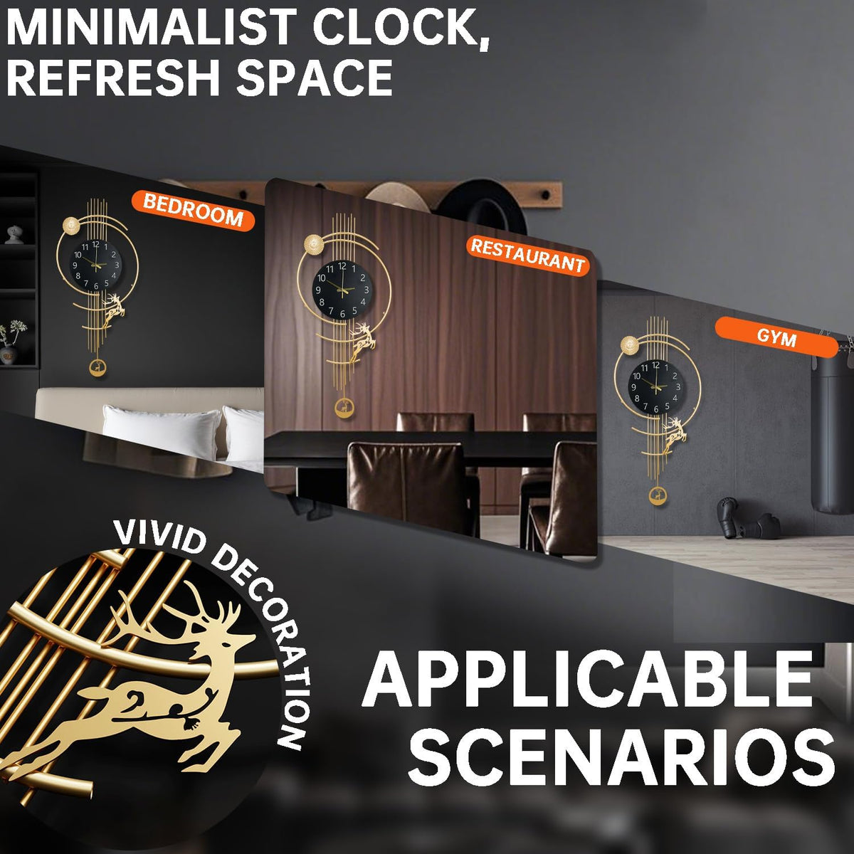 Large Wall Clocks for Living Room, Silent Non Ticking Battery Operated Oversized Modern Wall Clock