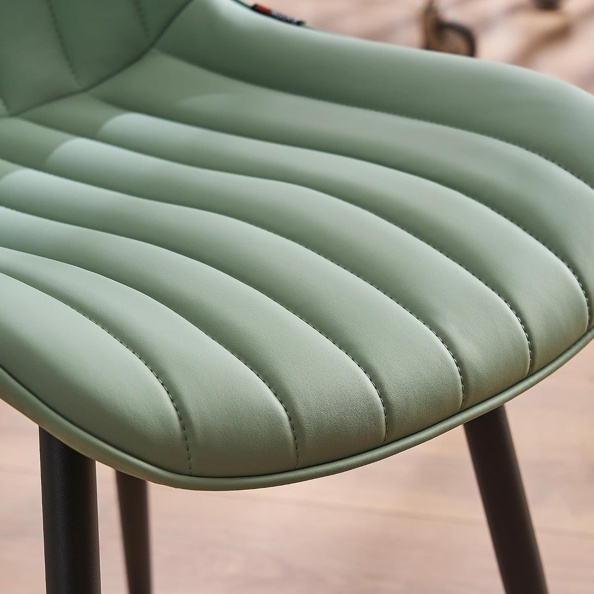 YOUNIKE Dining Chairs Set of 2 Modern Kitchen Dining Room Chairs with Metal Legs, Armless Upholstered Faux Leather Accent Chairs with Backrest, for Kitchen Living Room Receprion, Mint Green