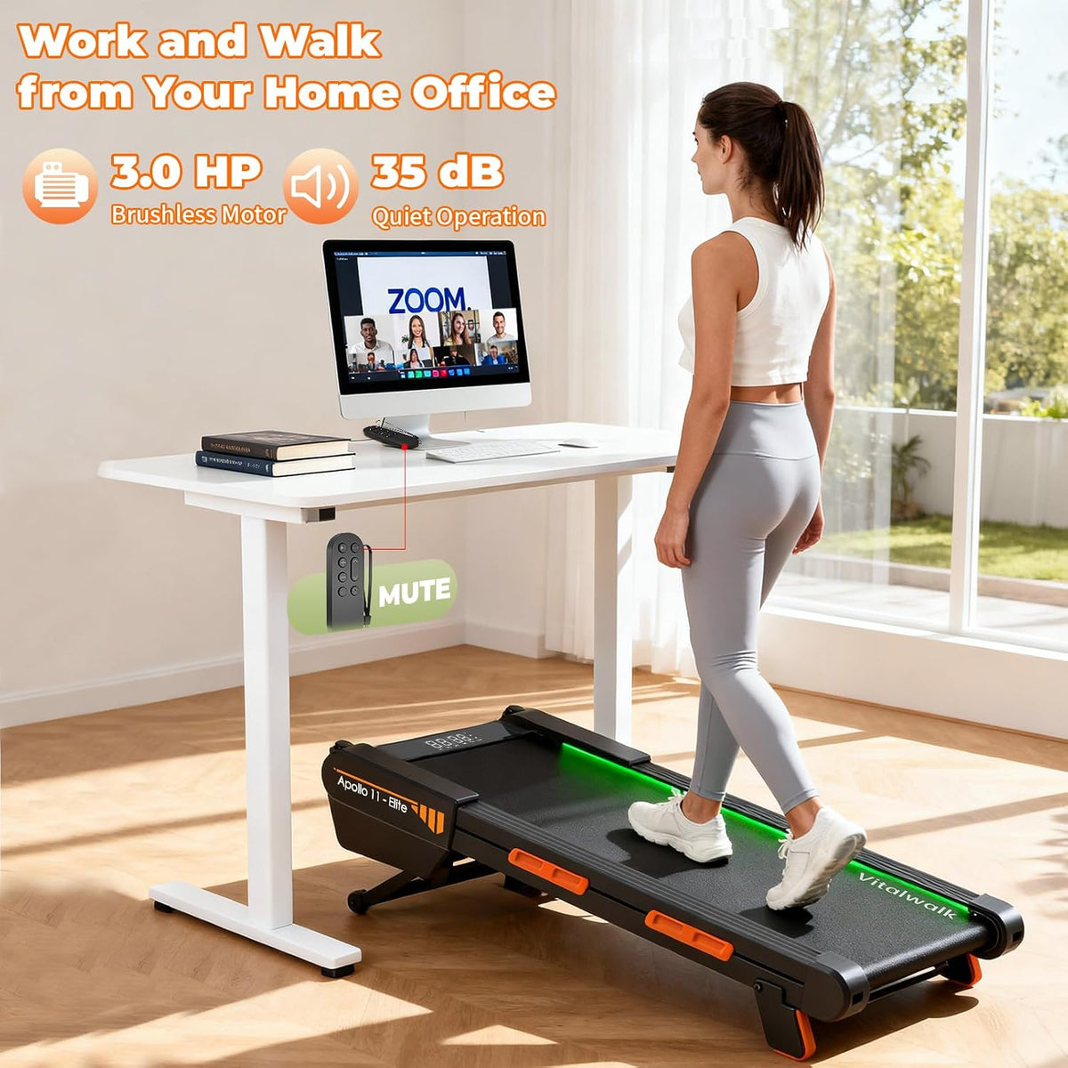 Walking Pad treadmill with Wide Belt and Auto Incline