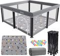 Foldable Baby Playpen with Mat，50"×50" Collapsible Playard for Babies and Toddlers，Indoor&Outdoor Kids Safety Play Pen