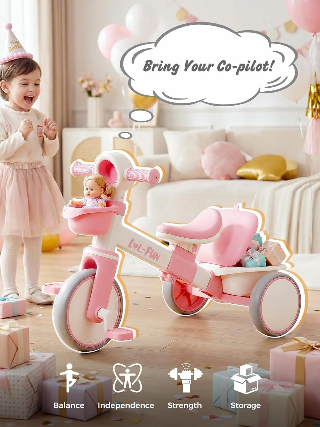 LOL-FUN Toddler Tricycle 1-3 Year Old