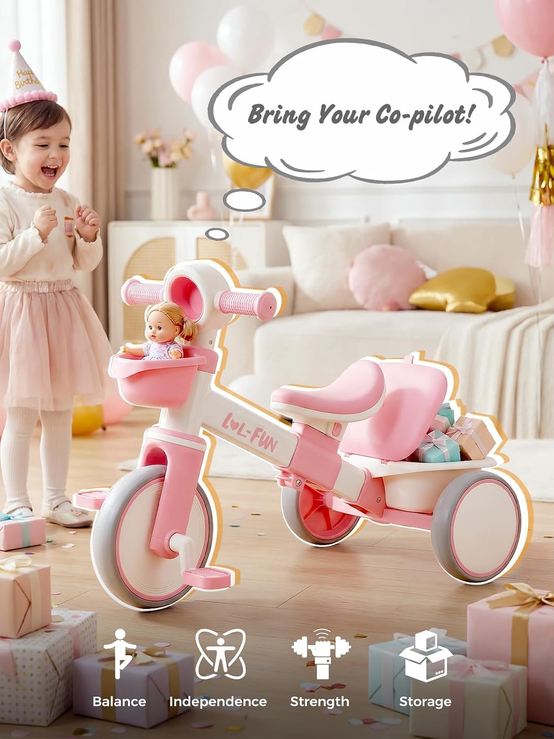 LOL-FUN Toddler Tricycle 1-3 Year Old