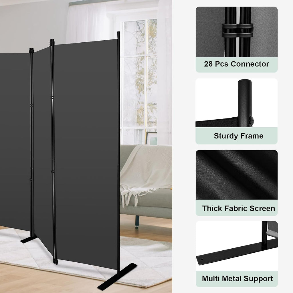 8-Panel Indoor Room Divider Folding Privacy Screen 402Wx183Hcm Grey