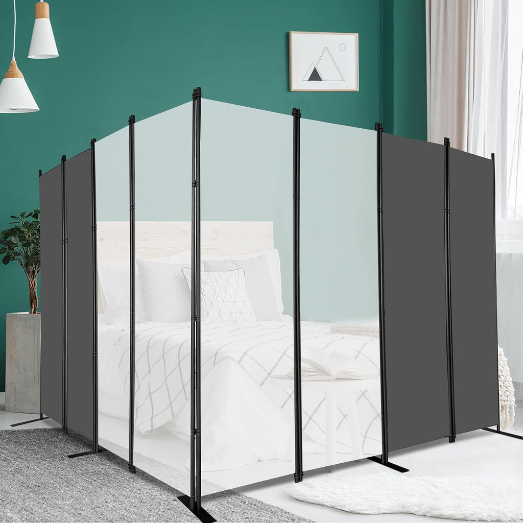 8-Panel Indoor Room Divider Folding Privacy Screen 402Wx183Hcm Grey